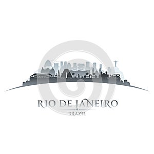 Rio de Janeiro Brazil city skyline silhouette white background