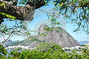 The famous Sugar Loaf Mountain seen form some distante, from a h photo