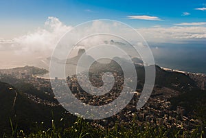 Rio de Janeiro, Brazil. Suggar Loaf and Botafogo beach viewed from Corcovado