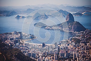 Rio de Janeiro, Brazil. Suggar Loaf and Botafogo beach viewed fr