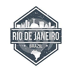 Rio De Janeiro Brazil Travel Stamp. Icon Skyline City Design Vector.