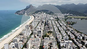 Rio de Janeiro Brazil. Tropical beach scenery. Postalcard of coastal city