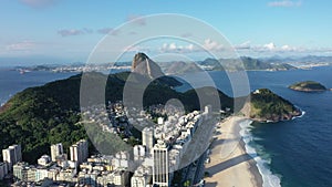 Rio de Janeiro Brazil. Tropical beach scenery. Postalcard of coastal city
