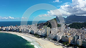 Rio de Janeiro Brazil. Tropical beach scenery. Postalcard of coastal city