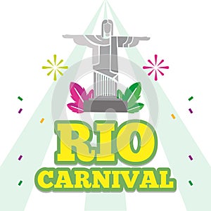 Rio de janeiro carnival poster with famous landmark Vector