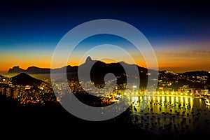 Rio de Janeiro City top view with Corcovado Christ the Reedeemer Pedra da Gavea and Enseada de Botafogo