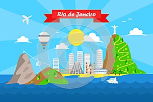 Rio de Janeiro colorful background vector