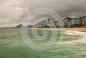 Rio de Janeiro, Copacabana beach, Brazil: Beautiful landscape with sea and beach views. The most famous beach in Rio de Janeiro