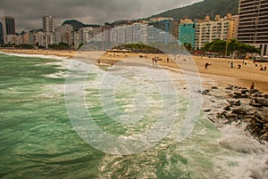 Rio de Janeiro, Copacabana, Lama beach, Brazil: Beautiful landscape with sea and beach views. The most famous beach in Rio de