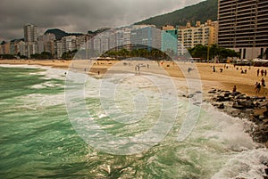 Rio de Janeiro, Copacabana, Lama beach, Brazil: Beautiful landscape with sea and beach views. The most famous beach in Rio de