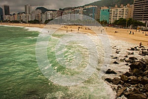 Rio de Janeiro, Copacabana, Lama beach, Brazil: Beautiful landscape with sea and beach views. The most famous beach in Rio de