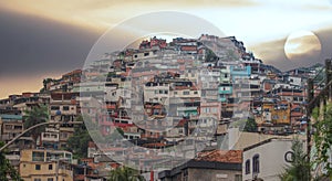 Rio de Janeiro downtown and favela