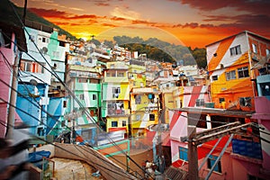 Rio de Janeiro downtown and favela photo