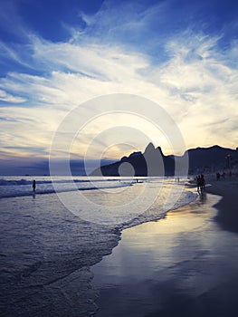 Rio de Janeiro Ipanema Beach Scenic Dusk Sunset Reflection
