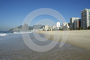 Rio de Janeiro Ipanema Beach Skyline Two Brothers Mountain Brazil