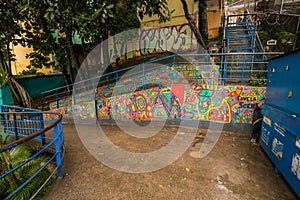 Rio de Janeiro - June 21, 2017: Street art in the Favela of Santa Marta in Rio de Janeiro, Brazil