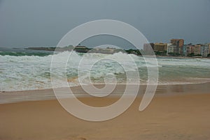 Rio de Janeiro: The most famous beach, Copacabana beach in cloudy weather. Brazil