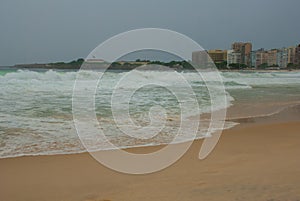 Rio de Janeiro: The most famous beach, Copacabana beach in cloudy weather. Brazil photo