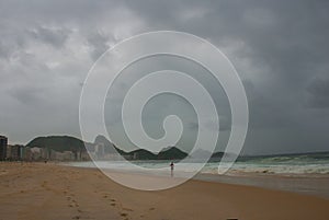 Rio de Janeiro: The most famous beach, Copacabana beach in cloudy weather. Brazil photo