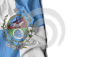 rio de janeiro state wrinkled flag, space for text photo