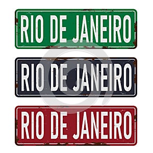 Rio de janeiro Touristic Retro Vintage Greeting sign, Texture effects can be easily turned off.
