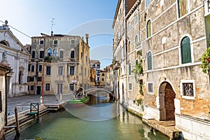 Rio del Mondo Novo in Venice, Veneto, Italy seen from a bridge photo