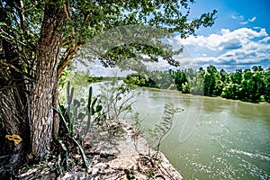 Rio grander dividing border between usa and mexico photo