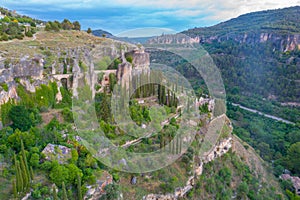 Rio Huecar passing Spanish town Cuenca. photo