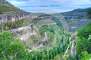 Rio Huecar passing Spanish town Cuenca. photo