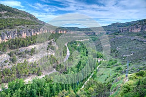 Rio Huecar passing Spanish town Cuenca. photo