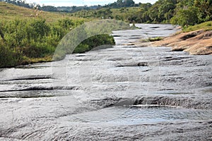 Rio las gachas with its peculiarity of passing over this great rock and drilling huge holes through the years