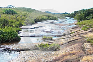 Rio las gachas with its peculiarity of passing over this great rock and drilling huge holes through the years