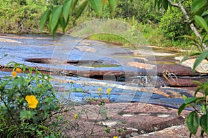 Rio las gachas with its peculiarity of passing over this great rock and drilling huge holes through the years