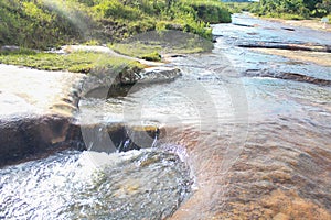 Rio las gachas with its peculiarity of passing over this great rock and drilling huge holes through the years