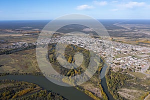 Rio Negro landscape in Patagonia, passing through the city of General Conesa,