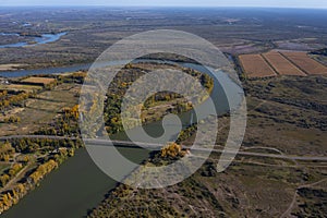 Rio Negro landscape in Patagonia, passing through the city of General Conesa,