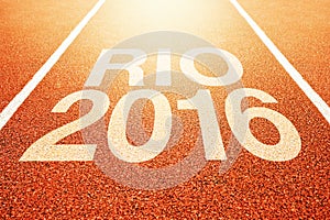 Rio Olympics 2016 title on athletic sport running track
