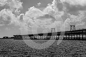 black and white picture of the Rio Tinto Company Dock or in spanish Muelle de la CompaÃ±Ã­a de RÃ­o Tinto in Huelva in Andalusia photo