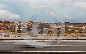 Rio Tinto mine and car trail photo