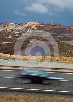 Rio Tinto mine and car trail photo