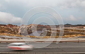 Rio Tinto mine and car trail photo