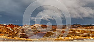 Rio Tinto mine on stormy day, wide angle photo