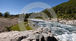 Rio Ãâuble in the mountain of the Andes, Chile. photo