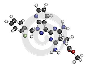 Riociguat pulmonary hypertension PH drug molecule. Stimulator of soluble guanylate cyclase sGC. photo