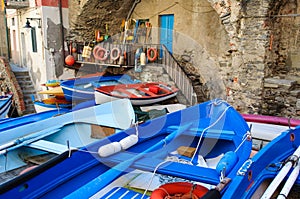 Riomaggiore Boats in Cinque Terre Italy