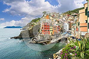 Riomaggiore in Cinque Terre - Italy - architecture background