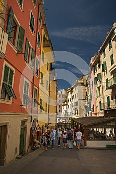 Charming Riomaggiore fishing village with colorful buildings