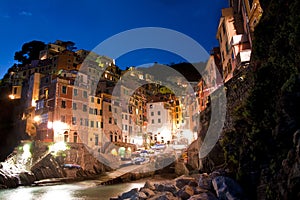 Riomaggiore in Cinque Terre at night