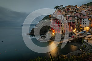 Riomaggiore coastal village houses panorama