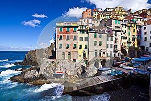 Riomaggiore fisherman village in Cinque Terre photo